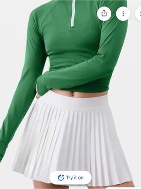 NWT White Athleta Match Point Pleated Women’s Skirt Size S